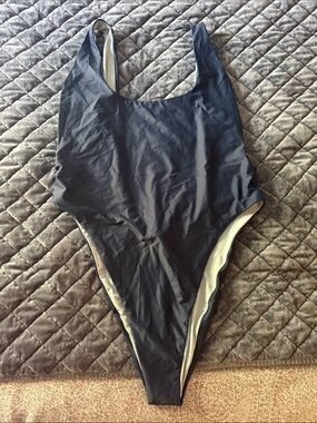 Aerie Blue One-Piece Women's Swimsuit - Classic Scoop Neck/ Low back